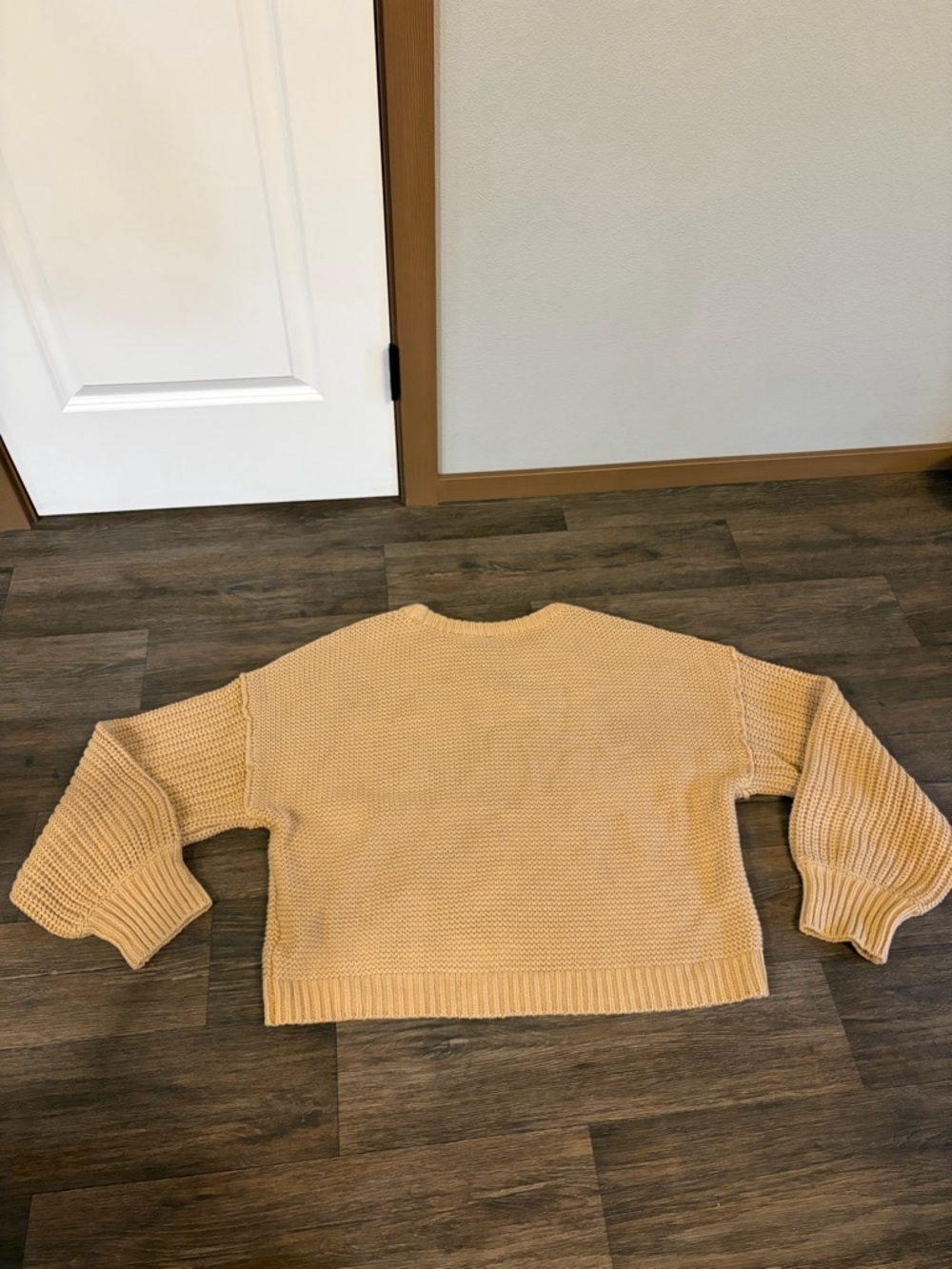 Free People Boho Sweater Dream Cable Crewneck Heavyweight Camel Brown Size XL - Picture 8 of 8